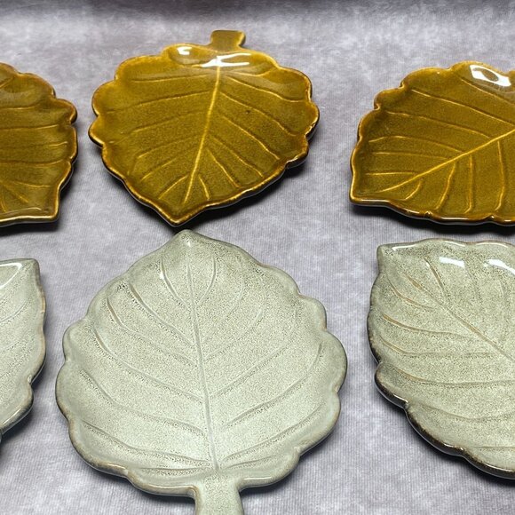 Mikasa Gourmet 6" Basics Rustic Leaves Plates Set of 6 Leaf Shape - Picture 5 of 7